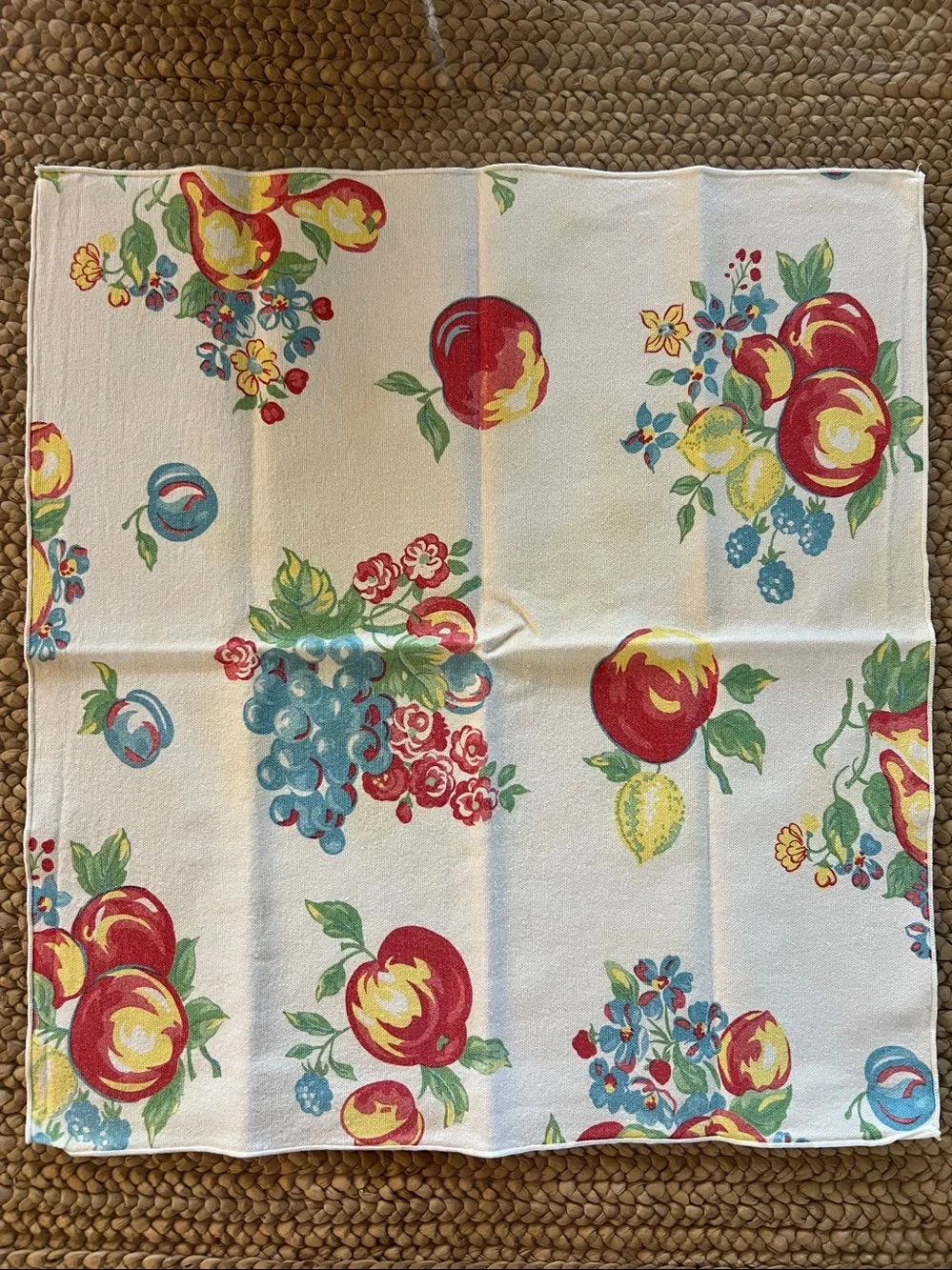Vintage Cloth Napkins Set of 6 Fruit Floral Farmhouse Theme